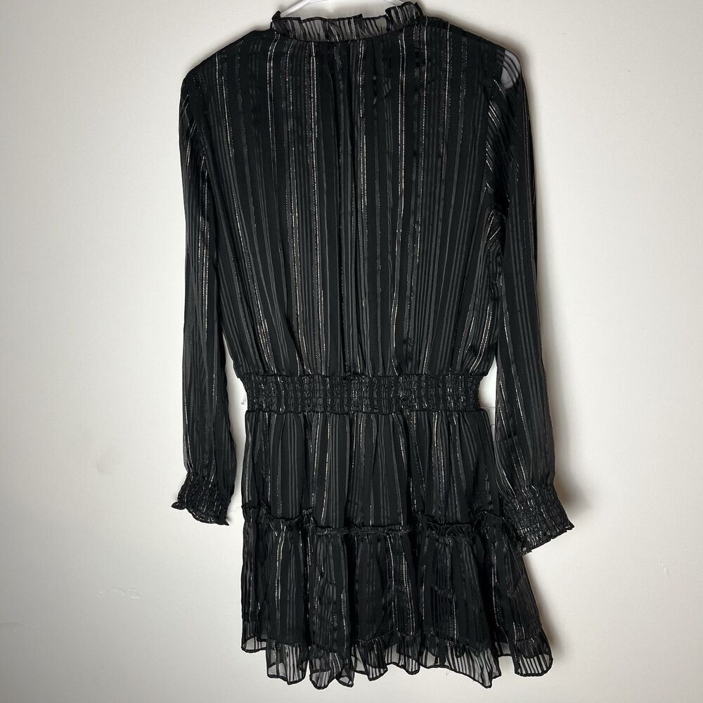 NSR Emma Smocked Tiered Dress Black Size L Sheer‎ Party Coctail​ - Picture 6 of 8